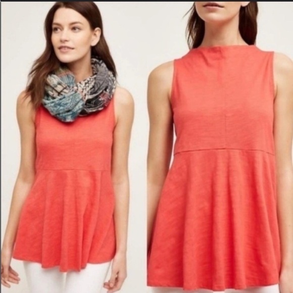 Deletta Tops - Anthropologie Deletta Mock Neck Peplum Style Blouse